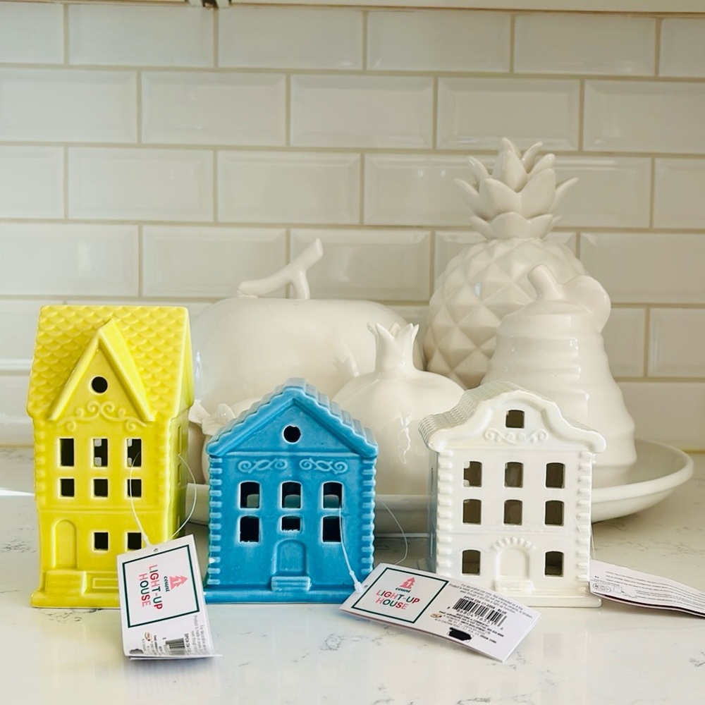 Target Yellow, Blue, and White Ceramic House Accents